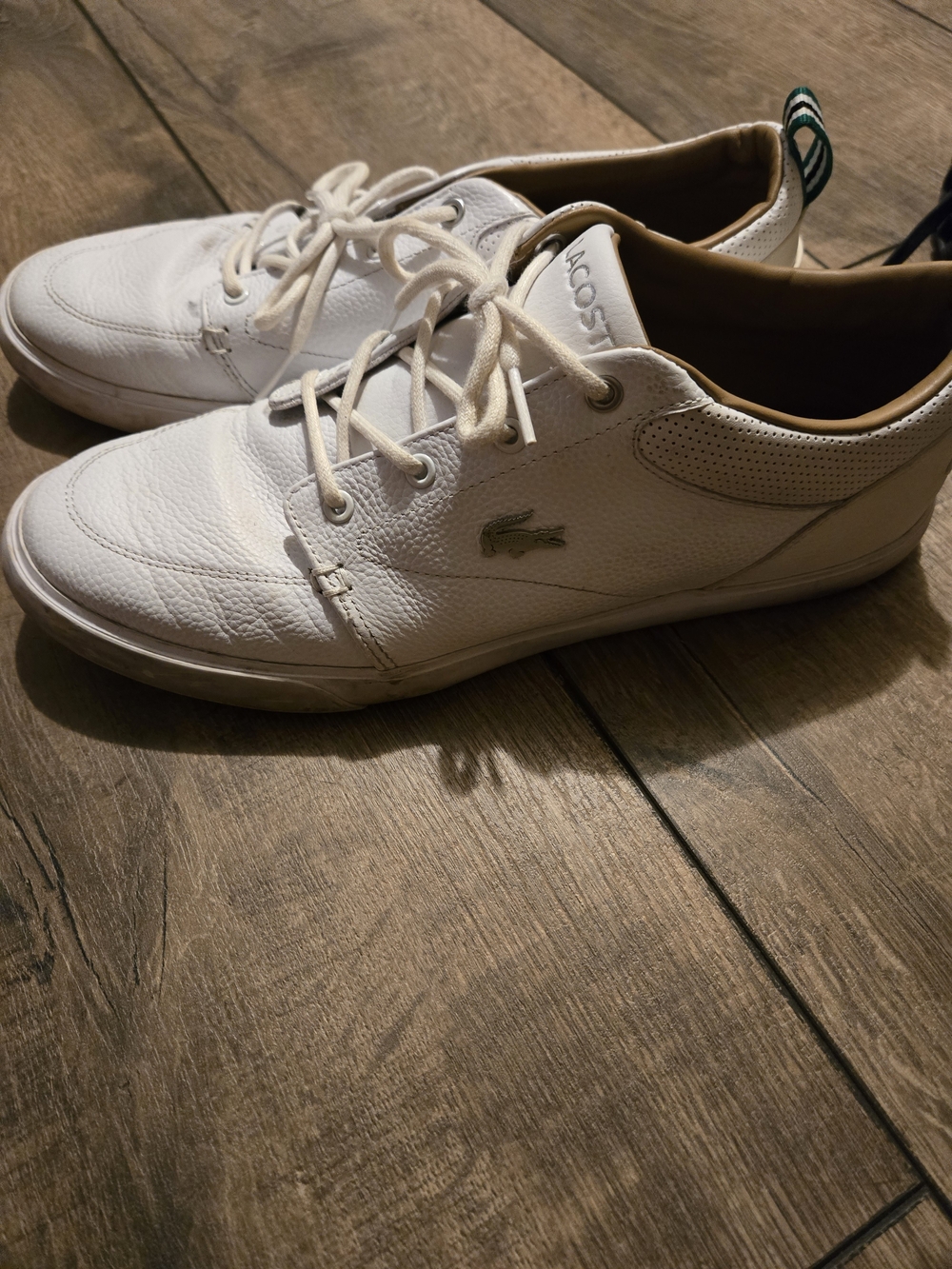 Lacoste Men’s White Leather Lace-Up Sneakers